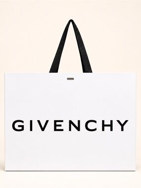 Givenchy Large White Logo Shopping Gift Bag Black Handles 17.75”